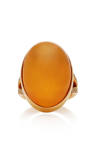 Misahara Yola 18k Gold Amethyst And Diamond Ring In Orange