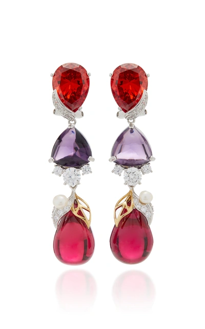 Anabela Chan 18k Gold Vermeil And Multi-stone Earrings In Red