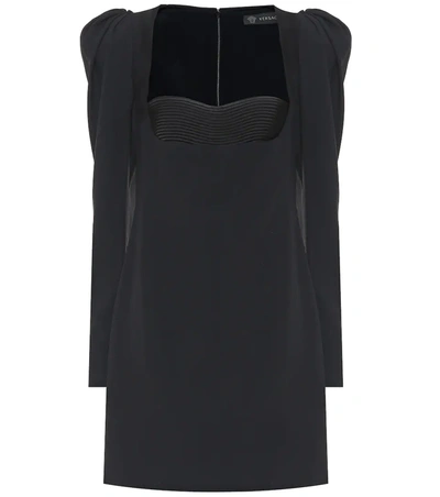 Versace Structured Shoulder Bodice Dress In Black