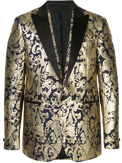 Versace Barocco Brocade Blazer In Gold