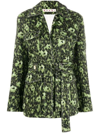 Marni Wild Print Bomber Jacket In Green