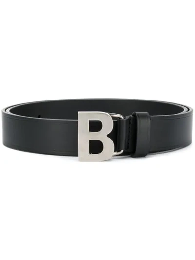 Balenciaga B Buckle Leather Belt In Black