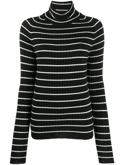 Ami Alexandre Mattiussi Turtleneck Striped Sweater In Black