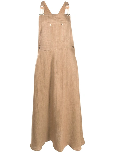 Mes Demoiselles Sable Dungaree Dress In Brown