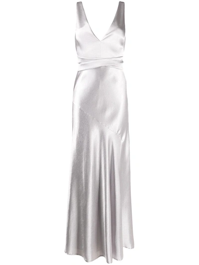 Galvan Metallic Bella Dress In Silver