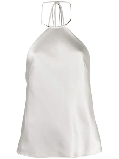 Galvan Bari Halterneck Satin Top In White