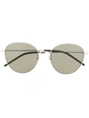 Saint Laurent Round Frame Sunglasses In Silver