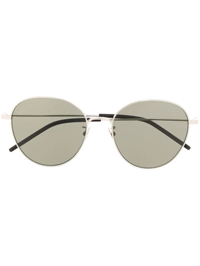 Saint Laurent Round Frame Sunglasses In Silver