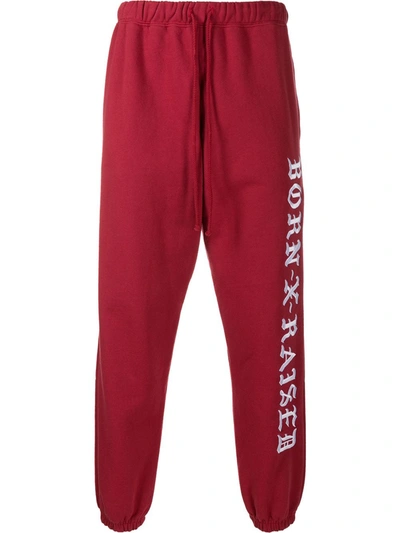 Bornxraised Embroidered Logo Track Trousers In Red
