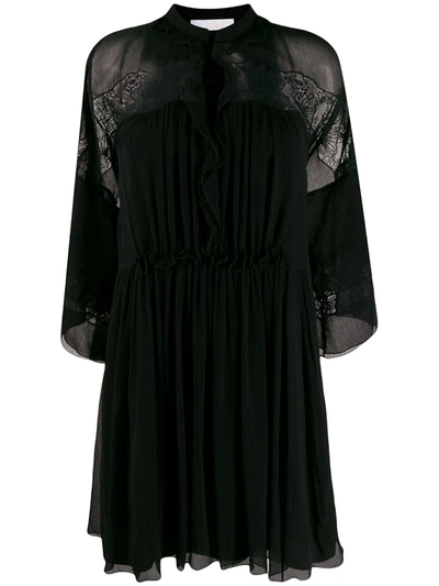 Chloé Lace Panel Dress In Black
