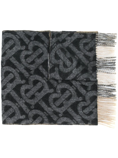 Burberry Cashmere Tb Motif Scarf In Black