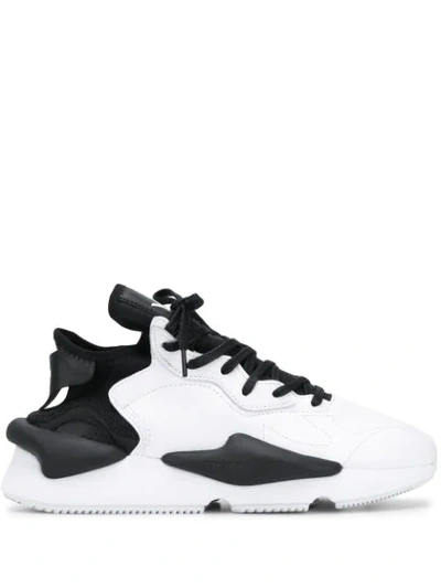 Y-3 Contrast Panel Lace-up Sneakers In White