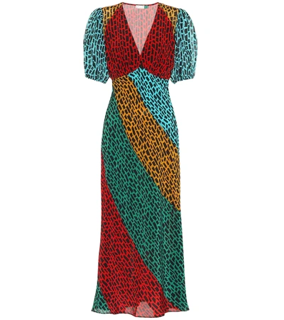 Rixo London Amber Giraffe Stripe Midi Dress In Multicolor