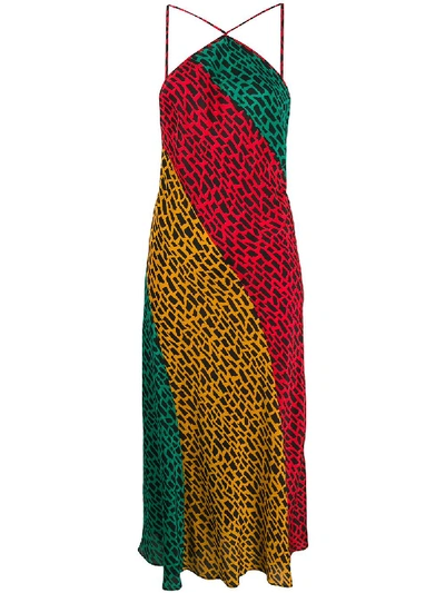 Rixo London Rixo Long Dress Natasha Model In Multicolor Giraffe Print