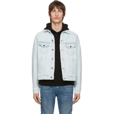 Off-white 3d Pencil Slim Cotton Denim Jean Jacket In Blue