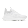 Alexander Mcqueen 50mm Leather Mesh Runner Sneakers In Ivory Silver