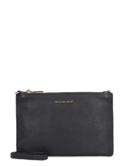 Michael Michael Kors Pebbled Leather Clutch In Black