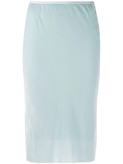 Helmut Lang Textured High-waisted Pencil Skirt In Blue