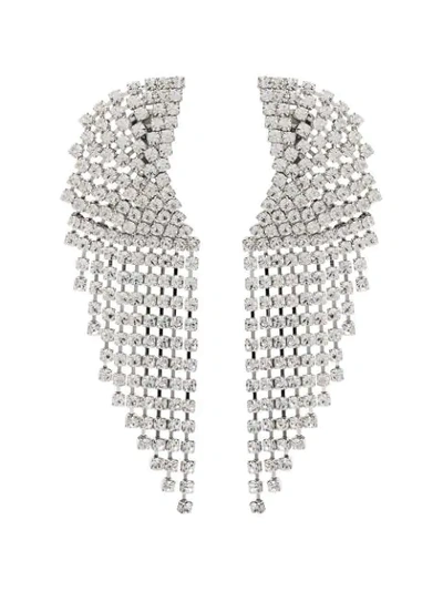 Alessandra Rich Silver Tone Cascade Crystal Earrings In Metallic