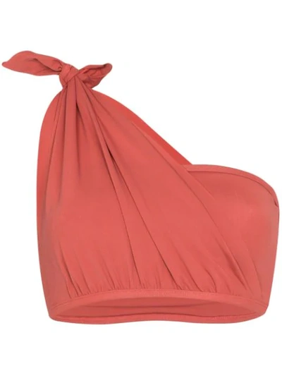 Beth Richards Knot Bandeau One Shoulder Bikini Top In Pink