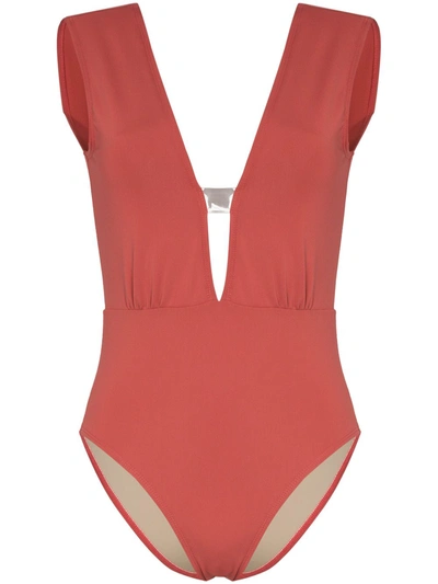 Beth Richards Cass Deep V-neck Swimsuit In Pink