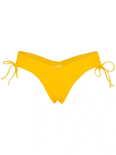 Frankies Bikinis Ruby V-cut Bikini Bottoms In Yellow