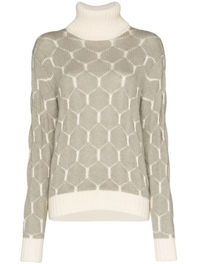 See By Chloé Honeycomb Knit Turtleneck Sweater In Neutrals