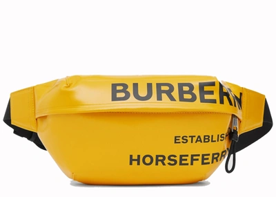 Pre-owned Burberry  Bum Bag Horseferry Print Medium Yellow