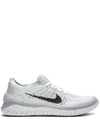 Nike Free Rn Flyknit 2018 Sneakers In White/ Black/ Pure Platinum
