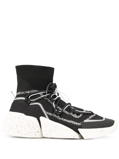 Kenzo Knitted High Top Sneakers In Black