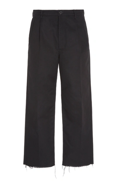 Givenchy Raw-edge Cotton-blend Cropped Pants In Black