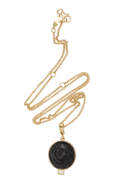 Azlee Nymph 18k Gold, Glass And Diamond Necklace In Black