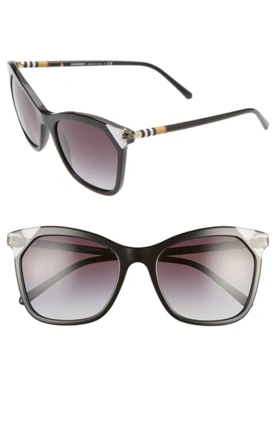 Burberry Heritage 54mm Square Sunglasses In Black/grey Gradient