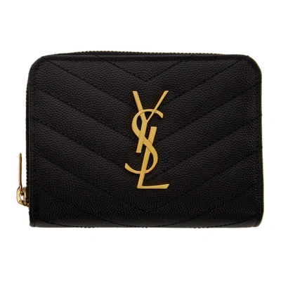 Saint Laurent Black Small Compact Monogramme Wallet In 1000 Black