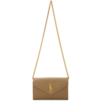 Saint Laurent Monogram Wallet On Chain In 2643 Latte