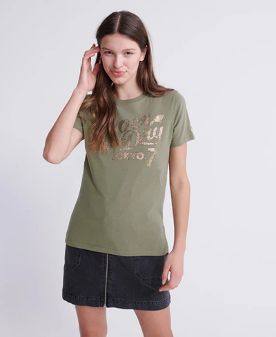Superdry Dry Camo Script T-shirt In Green
