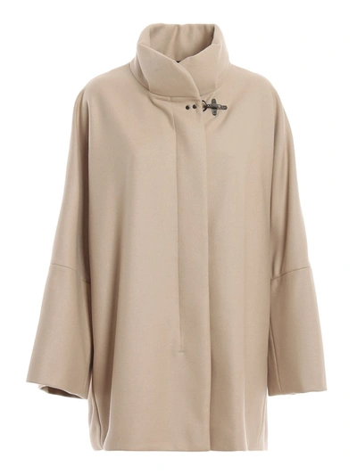 Fay Wool And Cashmere Cape Coat In Neutrals