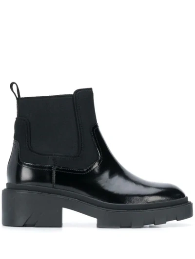 Ash Metro Polished Leather Ankle Boots In Black