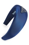 Prada Tessuto Padded Satin Headband In Bluette
