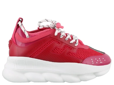 Versace Chain Reaction Low Top Sneakers In Red