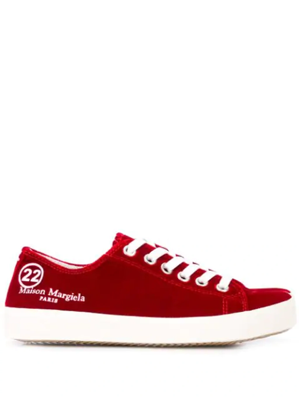 Maison Margiela Tabi Velvet Sneakers In Red | ModeSens