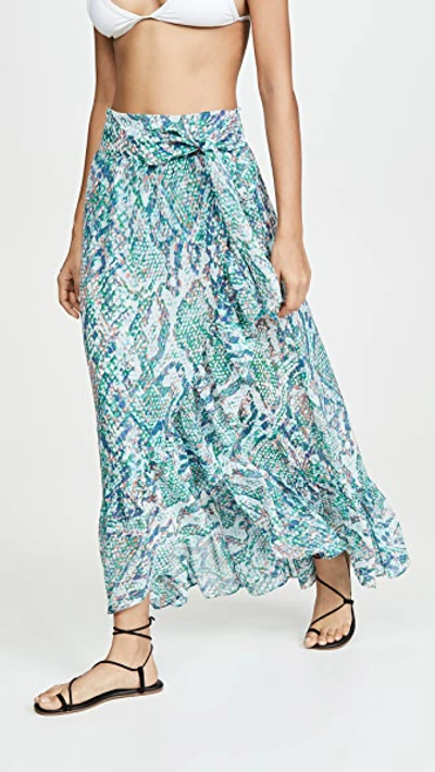 Ramy Brook Verona Printed Coverup Skirt In Turquoise Combo