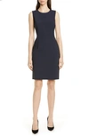 Hugo Boss Dirusa Tropical Stretch Wool Dress In Navy