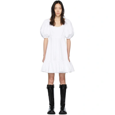 Alexander Mcqueen Tiered Cotton-poplin Dress In Optical White