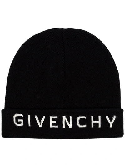 Givenchy Logo Wool Beanie In Black
