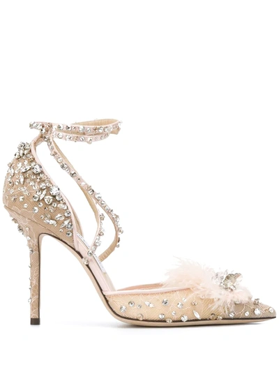 Jimmy Choo Odette 100mm Crystal-embellished Pumps In Pink