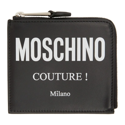 Moschino Square Wallet With Logo In Black