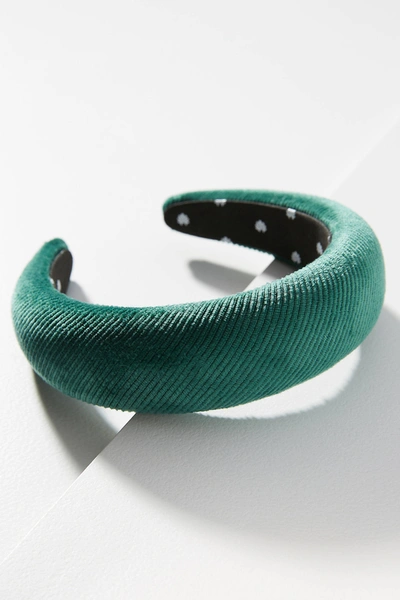 Rare Lele Sadoughi Green corduroy padded gold studded headband. Lele Sadoughi | Accessories | Rare Lele Sadoughi Emerald  main image 2