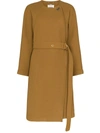 Chloé Iconic Rounded Hem Belted Coat In Brown