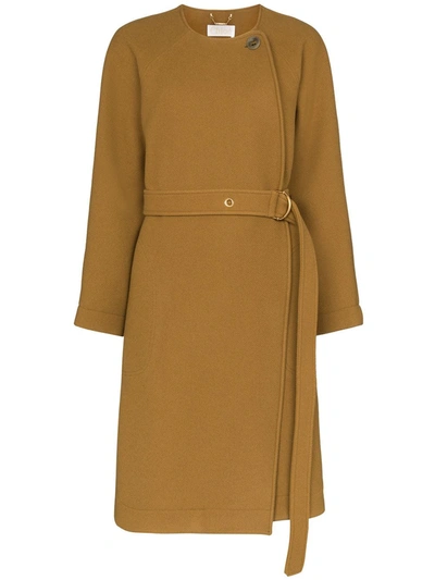 Chloé Iconic Rounded Hem Belted Coat In Brown